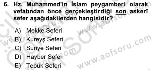 Genel Uygarlık Tarihi Dersi 2024 - 2025 Yılı (Final) Dönem Sonu Sınav Soruları 6. Soru