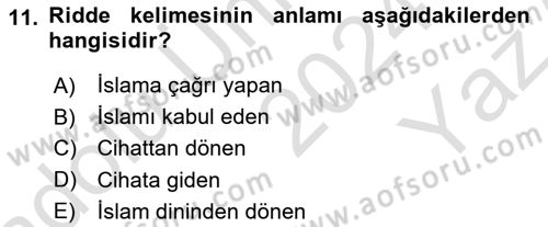 Genel Uygarlık Tarihi Dersi 2024 - 2025 Yılı Yaz Okulu Sınav Soruları 11. Soru