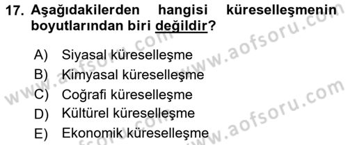 Genel Uygarlık Tarihi Dersi 2024 - 2025 Yılı Yaz Okulu Sınav Soruları 17. Soru