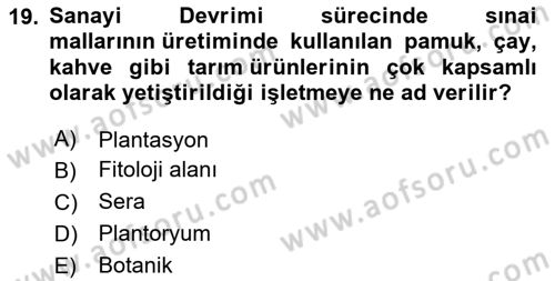 Genel Uygarlık Tarihi Dersi 2024 - 2025 Yılı Yaz Okulu Sınav Soruları 19. Soru