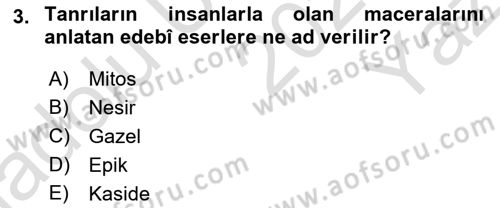 Genel Uygarlık Tarihi Dersi 2024 - 2025 Yılı Yaz Okulu Sınav Soruları 3. Soru