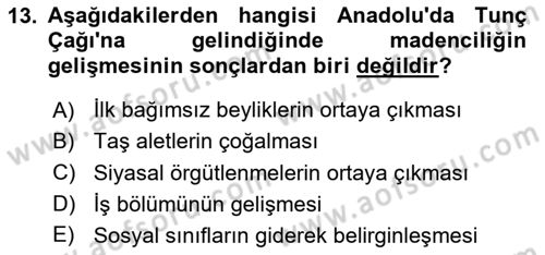 Genel Uygarlık Tarihi Dersi 2025 - 2026 Yılı (Vize) Ara Sınav Soruları 13. Soru