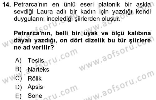 Genel Uygarlık Tarihi Dersi 2025 - 2026 Yılı (Vize) Ara Sınav Soruları 14. Soru