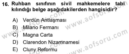 Genel Uygarlık Tarihi Dersi 2025 - 2026 Yılı (Vize) Ara Sınav Soruları 16. Soru