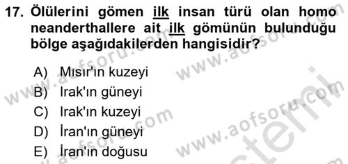 Genel Uygarlık Tarihi Dersi 2025 - 2026 Yılı (Vize) Ara Sınav Soruları 17. Soru