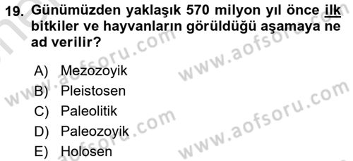 Genel Uygarlık Tarihi Dersi 2025 - 2026 Yılı (Vize) Ara Sınav Soruları 19. Soru