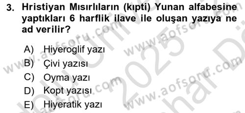 Genel Uygarlık Tarihi Dersi 2025 - 2026 Yılı (Vize) Ara Sınav Soruları 3. Soru