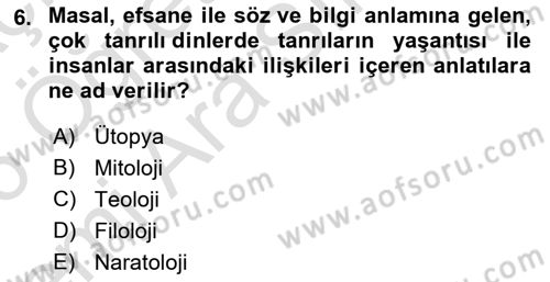 Genel Uygarlık Tarihi Dersi 2025 - 2026 Yılı (Vize) Ara Sınav Soruları 6. Soru