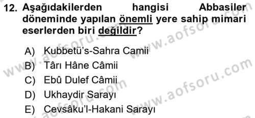 Genel Uygarlık Tarihi Dersi 2025 - 2026 Yılı (Final) Dönem Sonu Sınav Soruları 12. Soru