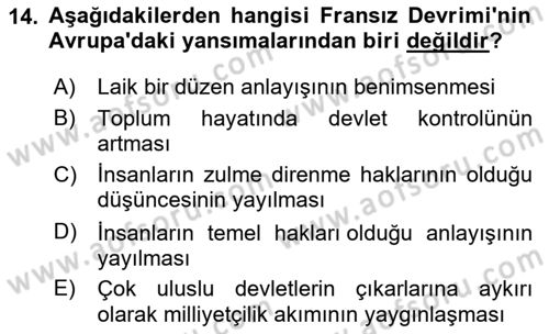 Genel Uygarlık Tarihi Dersi 2025 - 2026 Yılı (Final) Dönem Sonu Sınav Soruları 14. Soru