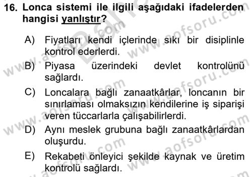 Genel Uygarlık Tarihi Dersi 2025 - 2026 Yılı (Final) Dönem Sonu Sınav Soruları 16. Soru