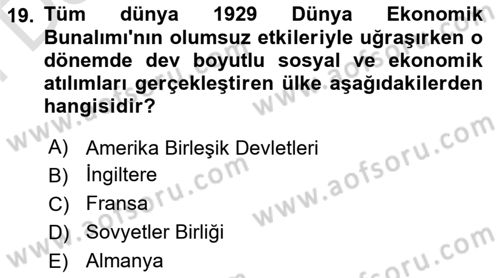 Genel Uygarlık Tarihi Dersi 2025 - 2026 Yılı (Final) Dönem Sonu Sınav Soruları 19. Soru