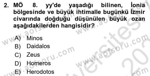 Genel Uygarlık Tarihi Dersi 2025 - 2026 Yılı (Final) Dönem Sonu Sınav Soruları 2. Soru