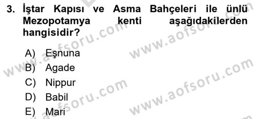 Genel Uygarlık Tarihi Dersi 2025 - 2026 Yılı (Final) Dönem Sonu Sınav Soruları 3. Soru
