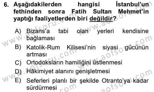 Genel Uygarlık Tarihi Dersi 2025 - 2026 Yılı (Final) Dönem Sonu Sınav Soruları 6. Soru