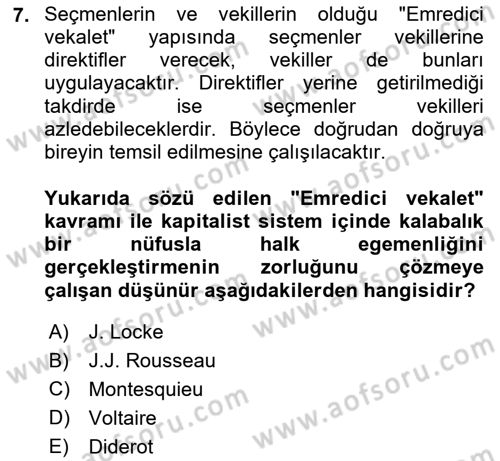 Genel Uygarlık Tarihi Dersi 2025 - 2026 Yılı (Final) Dönem Sonu Sınav Soruları 7. Soru