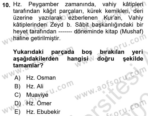 Genel Uygarlık Tarihi Dersi 2025 - 2026 Yılı Yaz Okulu Sınav Soruları 10. Soru