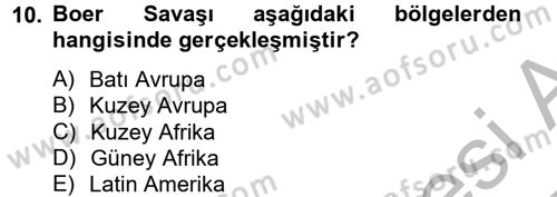 Siyasi Tarih Dersi Ara Sınavı Deneme Sınav Soruları 10. Soru