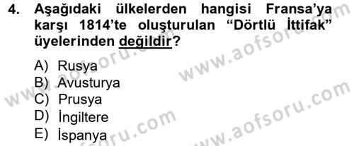 Siyasi Tarih Dersi 2012 - 2013 Yılı (Vize) Ara Sınav Soruları 4. Soru