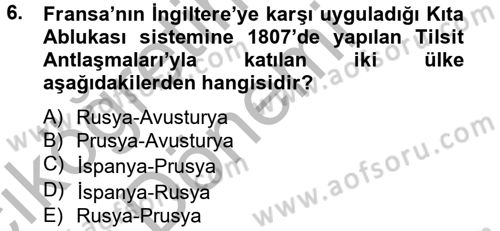 Siyasi Tarih Dersi 2012 - 2013 Yılı (Vize) Ara Sınav Soruları 6. Soru
