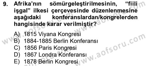 Siyasi Tarih Dersi 2012 - 2013 Yılı (Vize) Ara Sınav Soruları 9. Soru