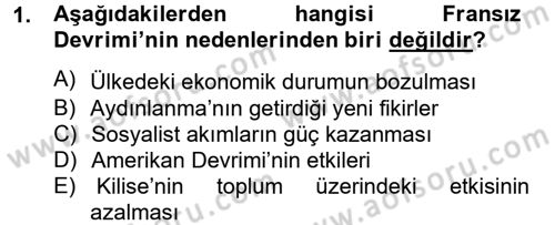 Siyasi Tarih Dersi 2012 - 2013 Yılı (Final) Dönem Sonu Sınav Soruları 1. Soru