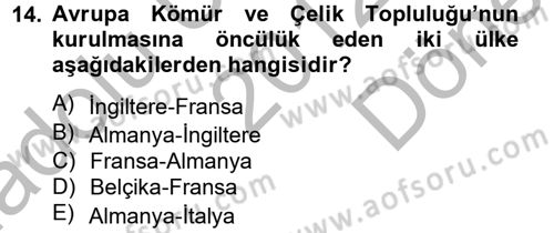 Siyasi Tarih Dersi 2012 - 2013 Yılı (Final) Dönem Sonu Sınav Soruları 14. Soru