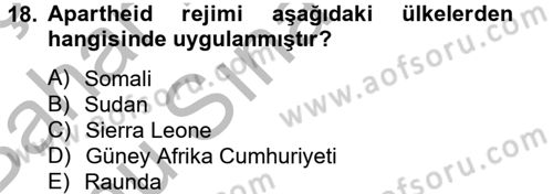 Siyasi Tarih Dersi 2012 - 2013 Yılı (Final) Dönem Sonu Sınav Soruları 18. Soru