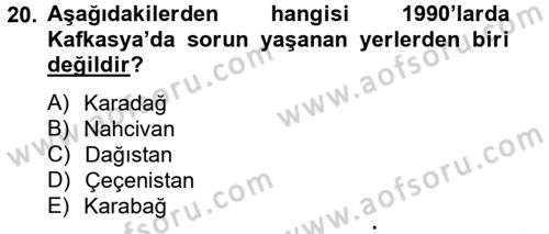 Siyasi Tarih Dersi 2012 - 2013 Yılı (Final) Dönem Sonu Sınav Soruları 20. Soru