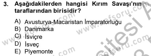 Siyasi Tarih Dersi 2012 - 2013 Yılı (Final) Dönem Sonu Sınav Soruları 3. Soru