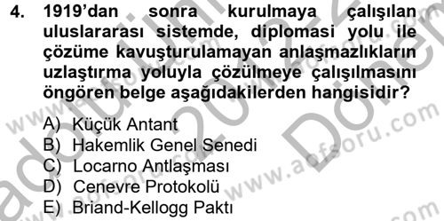 Siyasi Tarih Dersi 2012 - 2013 Yılı (Final) Dönem Sonu Sınav Soruları 4. Soru