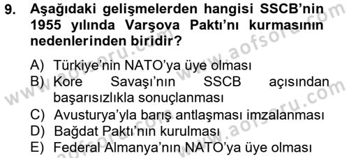 Siyasi Tarih Dersi 2012 - 2013 Yılı (Final) Dönem Sonu Sınav Soruları 9. Soru