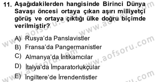 Siyasi Tarih Dersi 2013 - 2014 Yılı (Vize) Ara Sınav Soruları 11. Soru