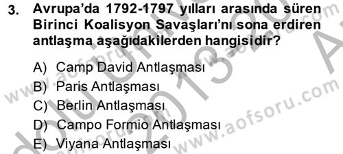 Siyasi Tarih Dersi Ara Sınavı Deneme Sınav Soruları 3. Soru