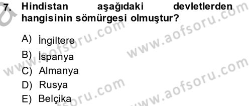 Siyasi Tarih Dersi 2013 - 2014 Yılı (Vize) Ara Sınav Soruları 7. Soru