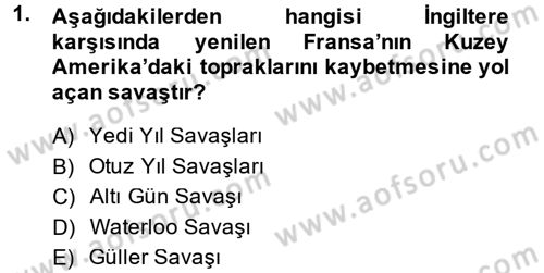 Siyasi Tarih Dersi 2013 - 2014 Yılı (Final) Dönem Sonu Sınav Soruları 1. Soru