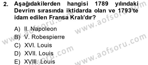 Siyasi Tarih Dersi 2013 - 2014 Yılı (Final) Dönem Sonu Sınav Soruları 2. Soru