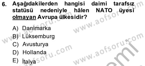 Siyasi Tarih Dersi 2013 - 2014 Yılı (Final) Dönem Sonu Sınav Soruları 6. Soru