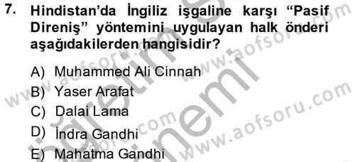 Siyasi Tarih Dersi 2013 - 2014 Yılı (Final) Dönem Sonu Sınav Soruları 7. Soru