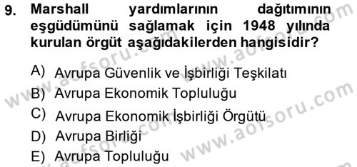 Siyasi Tarih Dersi 2013 - 2014 Yılı (Final) Dönem Sonu Sınav Soruları 9. Soru