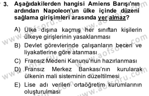 Siyasi Tarih Dersi 2014 - 2015 Yılı (Vize) Ara Sınav Soruları 3. Soru