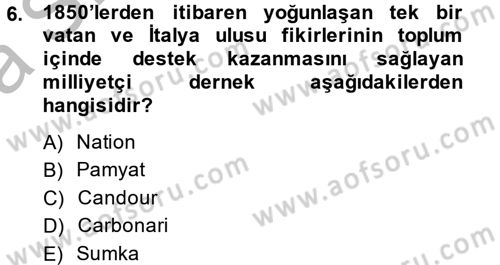 Siyasi Tarih Dersi 2014 - 2015 Yılı (Vize) Ara Sınavı 6. Soru