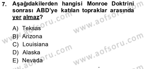 Siyasi Tarih Dersi 2014 - 2015 Yılı (Vize) Ara Sınav Soruları 7. Soru