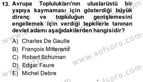 Siyasi Tarih Dersi 2014 - 2015 Yılı (Final) Dönem Sonu Sınav Soruları 13. Soru