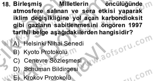 Siyasi Tarih Dersi 2014 - 2015 Yılı (Final) Dönem Sonu Sınav Soruları 18. Soru