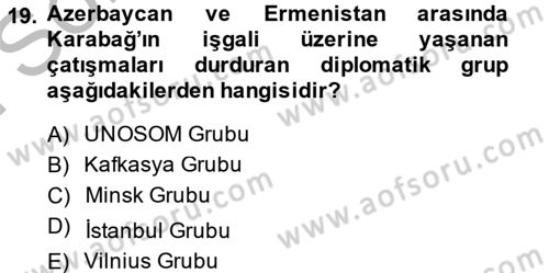 Siyasi Tarih Dersi 2014 - 2015 Yılı (Final) Dönem Sonu Sınav Soruları 19. Soru