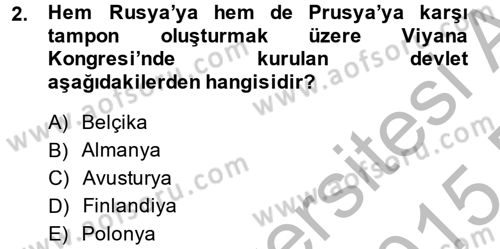 Siyasi Tarih Dersi 2014 - 2015 Yılı (Final) Dönem Sonu Sınav Soruları 2. Soru
