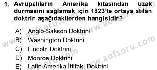Siyasi Tarih Dersi 2015 - 2016 Yılı (Vize) Ara Sınav Soruları 1. Soru