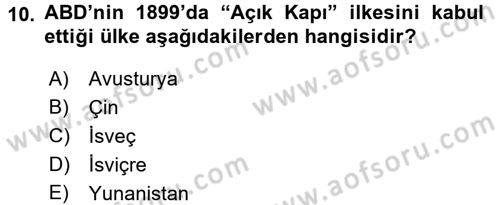 Siyasi Tarih Dersi 2015 - 2016 Yılı (Vize) Ara Sınav Soruları 10. Soru