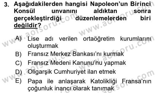 Siyasi Tarih Dersi 2015 - 2016 Yılı (Vize) Ara Sınav Soruları 3. Soru